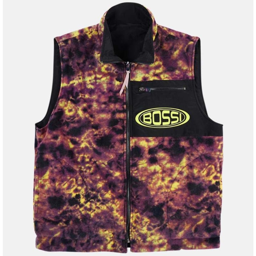 Bossi Reversible Fleece Vest Tie Dye Black Men’s Size Medium